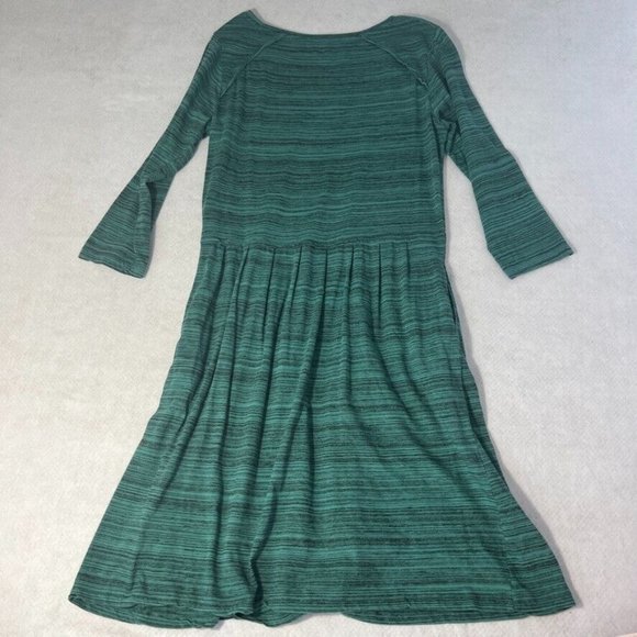 Toad & Co Womens Imogene Dress Large L 3/4 Sleeves Heathered Teal Blue Pockets - Picture 9 of 9